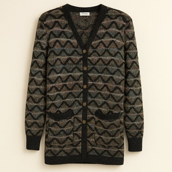 ✨ Rare C. Priva Vintage Metallic Knit Cardigan – Constantine Coin Buttons - Picture 13 of 13